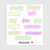 手書き 年間 月 スクリプト ネオン シール (シート)