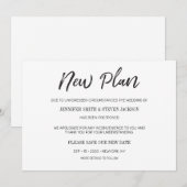 手書き「新しい計画」延期された結婚式 招待状 (正面/裏面)