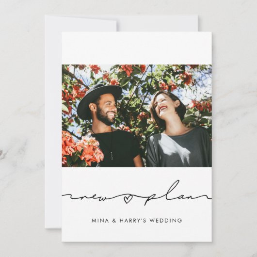 手書き 新しい計画 結婚式の最新情報写真 案内状 (正面)