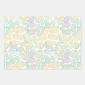 手書き、水色、抽象デザイン、円 ラッピングペーパーシート (正面2)