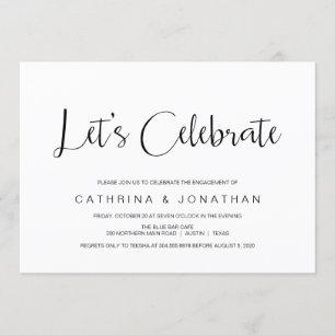 手書き，黒いスクリプト，婚約パーティ 招待状