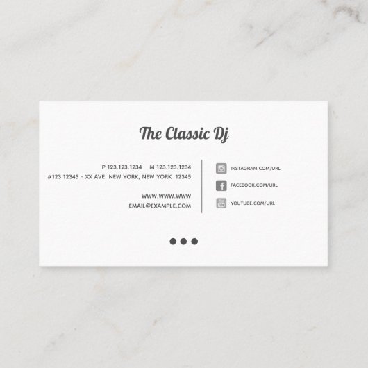 手書きDJとソーシャルメディアアイコン 名刺 (裏面)