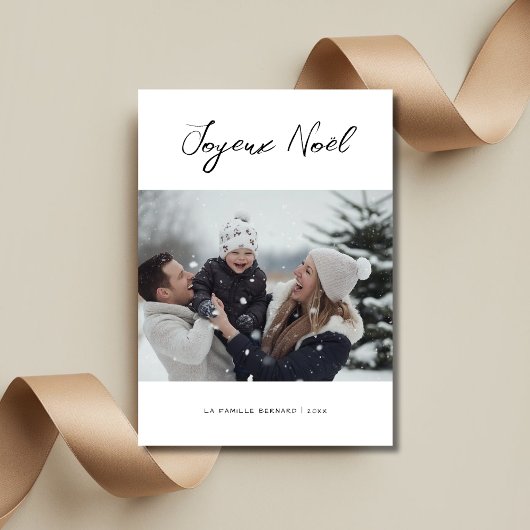 手書きJoyeuxノエルフランスのクリスマスフォト シーズンカード