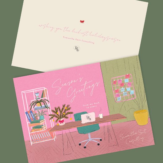 手書きOffice Businessロゴの企業のカラフル シーズンカード