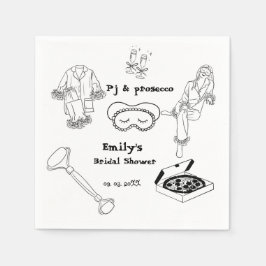 手書きPjおよびプロセッコブライダルシャワー スタンダードカクテルナプキン