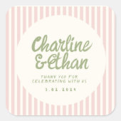 手書きRetroWedding矩形シール スクエアシール (正面)