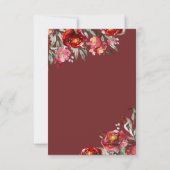 手書きRSVPバーガンディーレッド秋花 出欠カード (裏面)