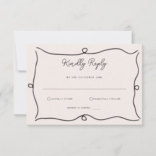 手書きRSVP返信お洒落縁どカード 出欠カード (正面)