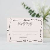 手書きRSVP返信お洒落縁どカード 出欠カード (スタンド正面)