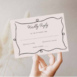 手書きRSVP返信お洒落縁どカード 出欠カード