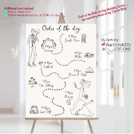 手書きScribblレトロ結婚タイムライン ポスター