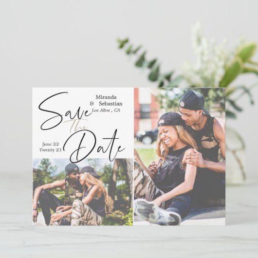 手書よくはしゃぐきカジュアルタイポグラフィ2写真 セーブザデート (スタンド正面)