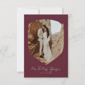 手書エレガントきのBurgundy Photo結婚's サンキューカード (正面)