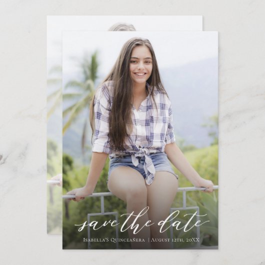 手書エレガントきキンセアニラ セーブザデート (正面/裏面)