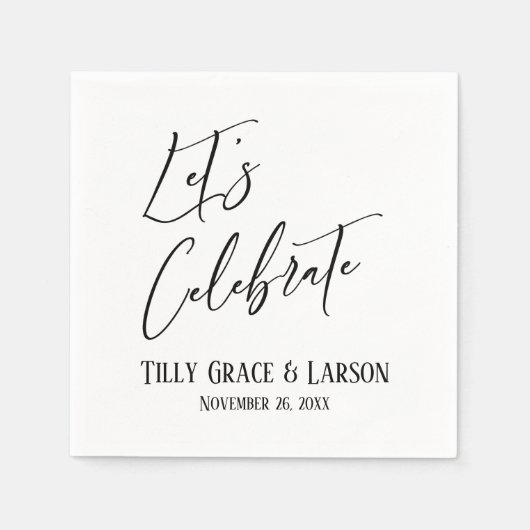 手書エレガントきシンプルレッツ祝ョ スタンダードカクテルナプキン (正面)