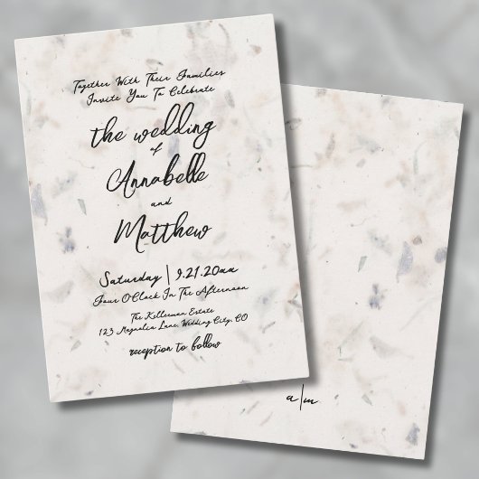 手書エレガントきシード紙ボホ結婚ズ 招待状