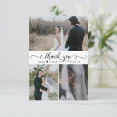 手書エレガントきスクリプ結婚トの写真コラージュ サンキューカード (スタンド正面)