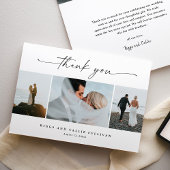 手書エレガントきスクリプ結婚ト写真 サンキューカード