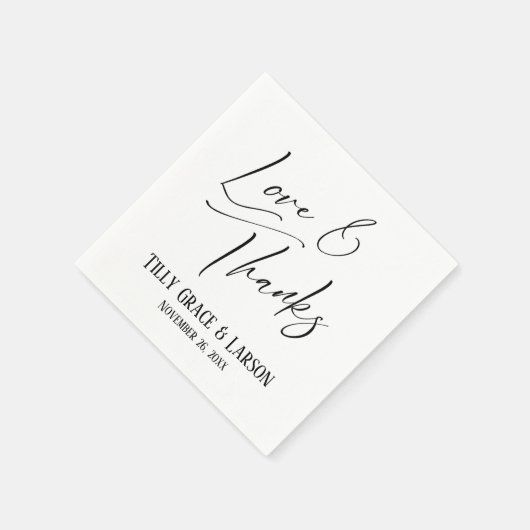 手書エレガントきフォントタイポグラフィラブ&感謝してい スタンダードカクテルナプキン (角)
