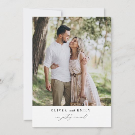 手書エレガントきモダン結婚式の日付の保存 招待状 (裏面)