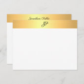 手書エレガントきモノグラム名フェイク金ゴールド ノートカード (正面/裏面)