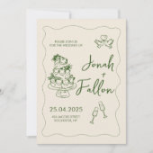 手書エレガントき手書きミニマル結婚リスト 招待状 (正面)