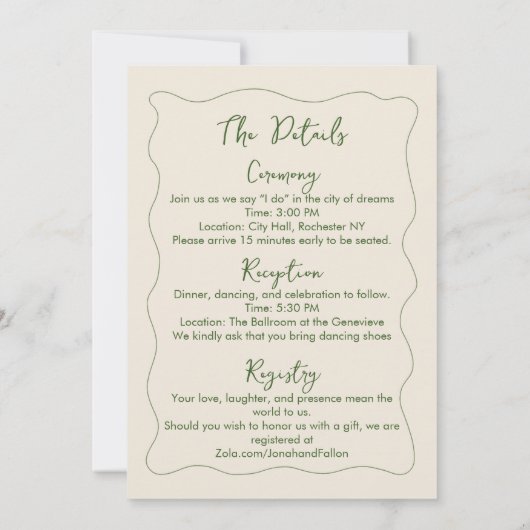 手書エレガントき手書きミニマル結婚リスト 招待状 (裏面)