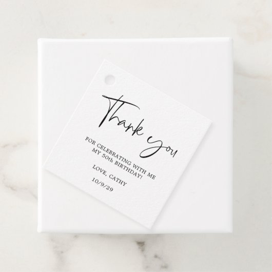 手書エレガントき白黒50誕生日 フェイバータグ (インサイチュ)