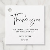 手書エレガントき白黒50誕生日 フェイバータグ (正面)