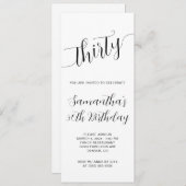 手書エレガントき脚本30歳の誕生日 招待状 (正面/裏面)