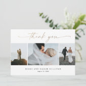 手書エレガントき金ゴールドス結婚クリプトの写真 サンキューカード (スタンド正面)