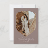 手書エレガントき額縁フォトマウーブ結婚ズ サンキューカード (正面)