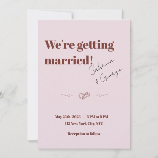 手書エレガントモダンきQRコー結婚ド 招待状 (正面)