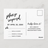 手書カジュアルきはっきりしたSage Green RSVP ポストカード (裏面)