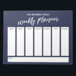 手書カジュアルきシンプルプランナーウィークリーネイビー ノートパッド<br><div class="desc">この汎用性の高い週次プランナーは、ヘッダを除き、すべて編集可能な非常に基本的な要素で設定されている。「週次プランナー」という言葉は描写手書きフォントで書かれていカジュアルて、グラフィックとしてページの先頭に配置されている。[テンプレート]フィールドを使用して、フィット感のある詳細を追加する。色や他のフォントも変えもしろ！</div>