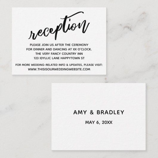 手書カジュアルきシンプル結婚披露宴 エンクロージャーカード (正面/裏面)