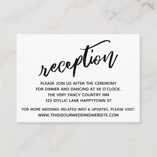 手書カジュアルきシンプル結婚披露宴 エンクロージャーカード (正面)