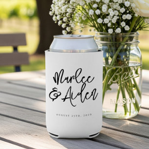 手書カジュアルきパーソナライズされた結婚の 缶クーラー