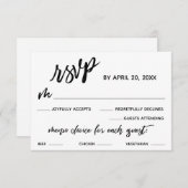 手書カジュアルきメニューの選結婚択 出欠カード (正面/裏面)