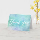 手書カジュアルき感謝ターコイズ水色 カード (黄色い花)