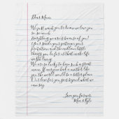 手書カスタマイズき手紙の愛メッセージ母 フリースブランケット (正面)