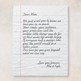 手書カスタマイズき手紙の愛メッセージ母 フリースブランケット