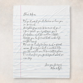 手書カスタマイズき手紙の愛メッセージ母 フリースブランケット