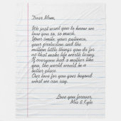 手書カスタマイズき手紙の愛メッセージ母 フリースブランケット (正面)