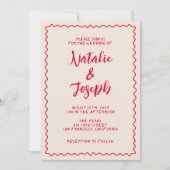 手書カラフルおもしろいユニーク結婚の 招待状 (正面)