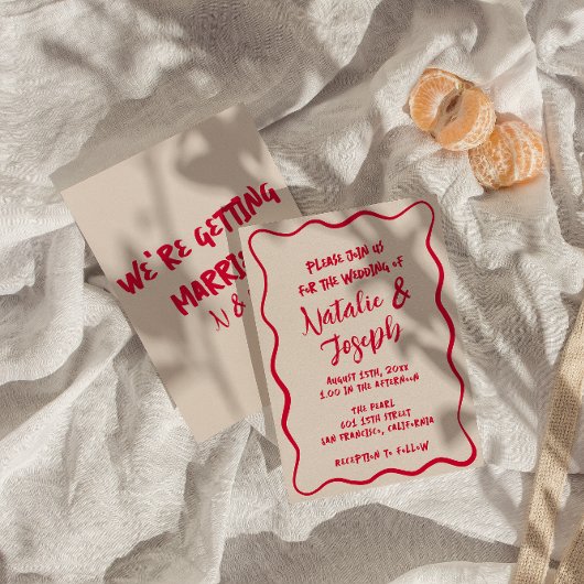 手書カラフルお洒落はっきりしたレトロ 招待状