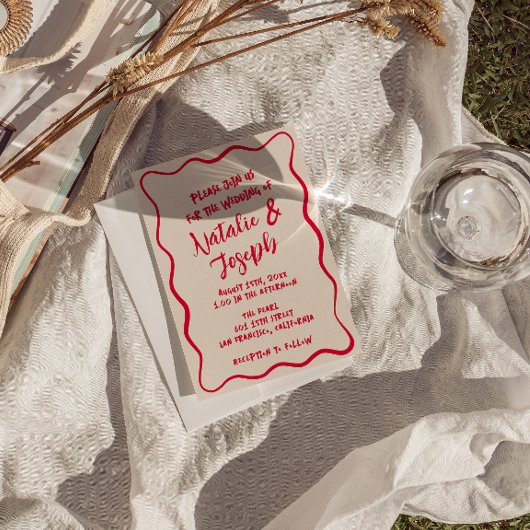 手書カラフルお洒落はっきりしたレトロ 招待状