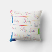 手書カラフルき前向き感動的の単語 クッション (裏面)