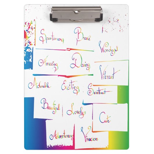 手書カラフルき前向き感動的の単語 クリップボード (正面)
