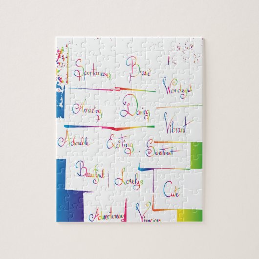 手書カラフルき前向き感動的の単語 ジグソーパズル (縦)